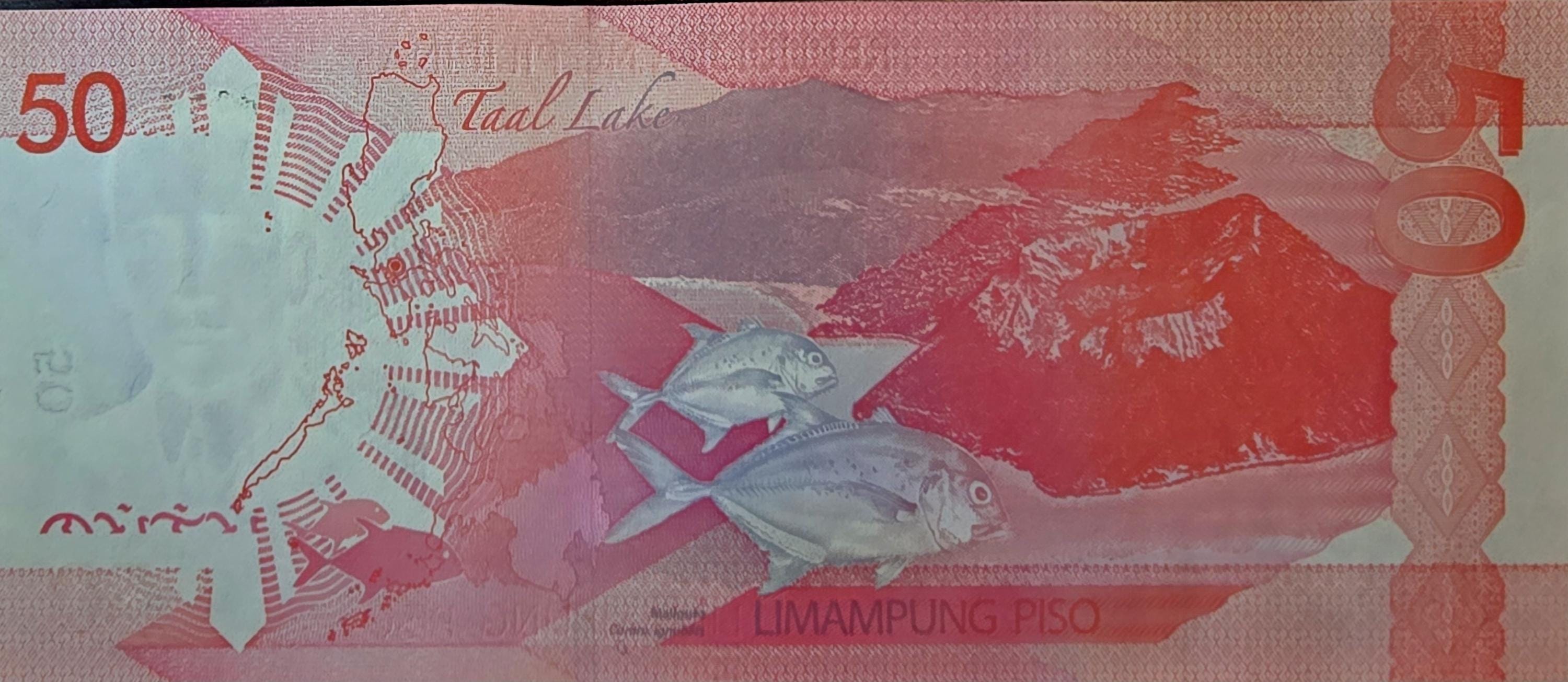 PHILIPPINES 50 Piso, B-1097a, 2022 UNCIRCULATED; Features a Volcano