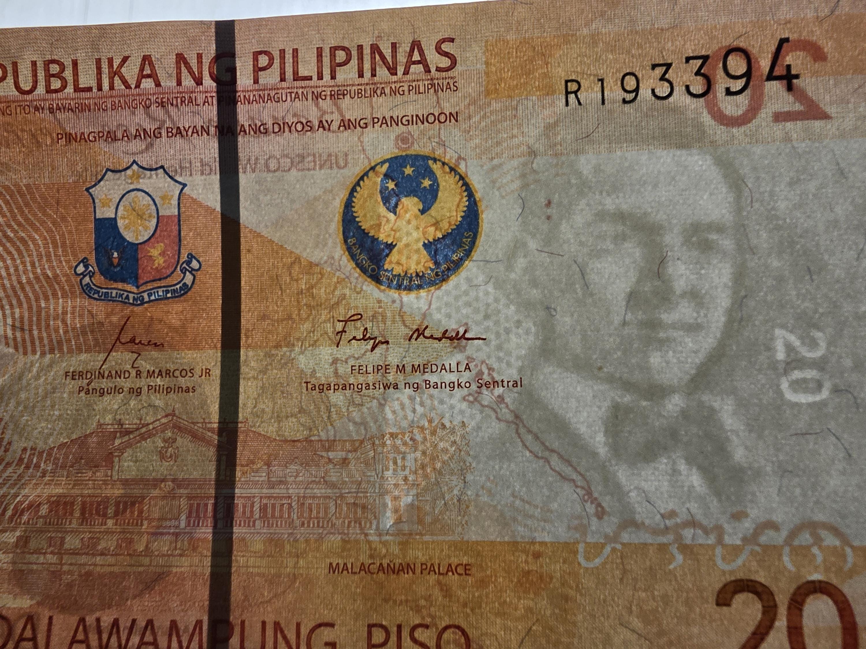 PHILIPPINES 20 Piso, B-1096a, 2022 UNCIRCULATED; Features an Asian Palm Civet