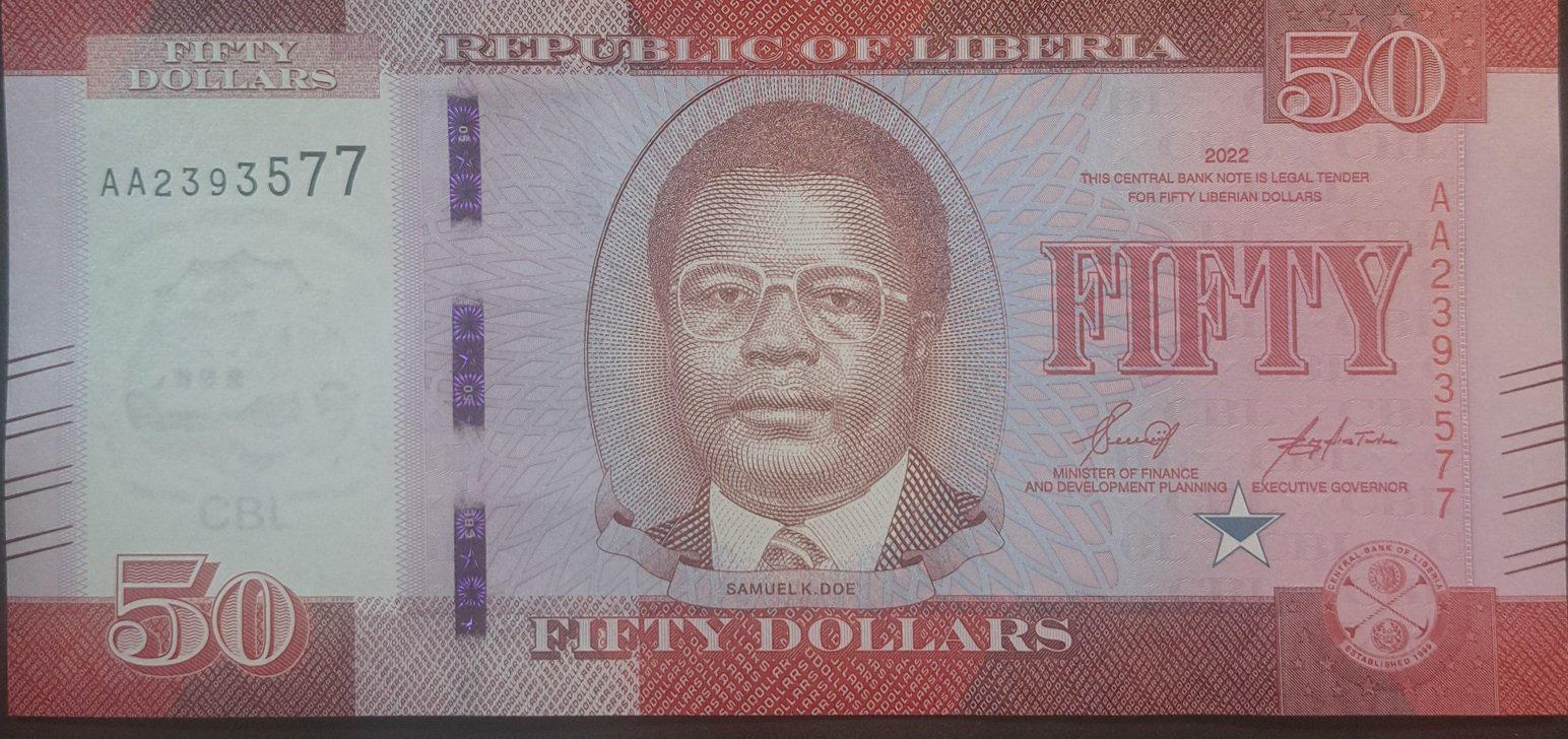REPUBLIC Of LIBERIA; 50 Dollars; B-318a, UUNCIRCULATED, 2022; New Design, Oil Palm Tree