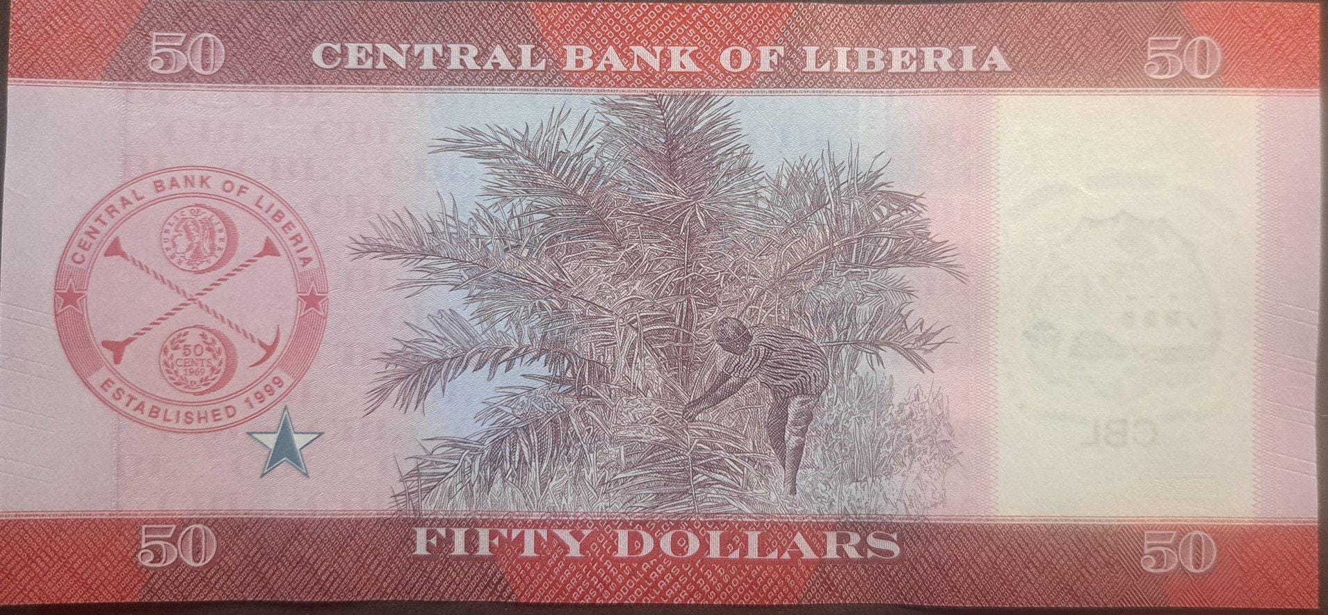 REPUBLIC Of LIBERIA; 50 Dollars; B-318a, UUNCIRCULATED, 2022; New Design, Oil Palm Tree