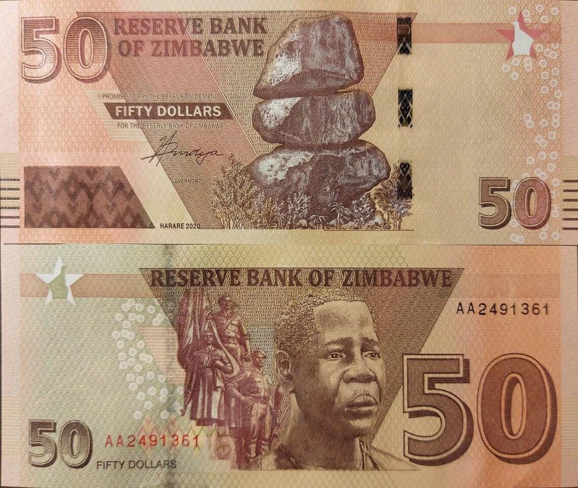 Zimbabwe 50 Dollars, B-196b, UNCIRCULATED from 2020, First prefix "AA"