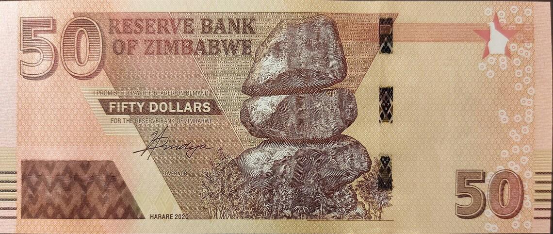 Zimbabwe 50 Dollars, B-196b, UNCIRCULATED from 2020, First prefix "AA"