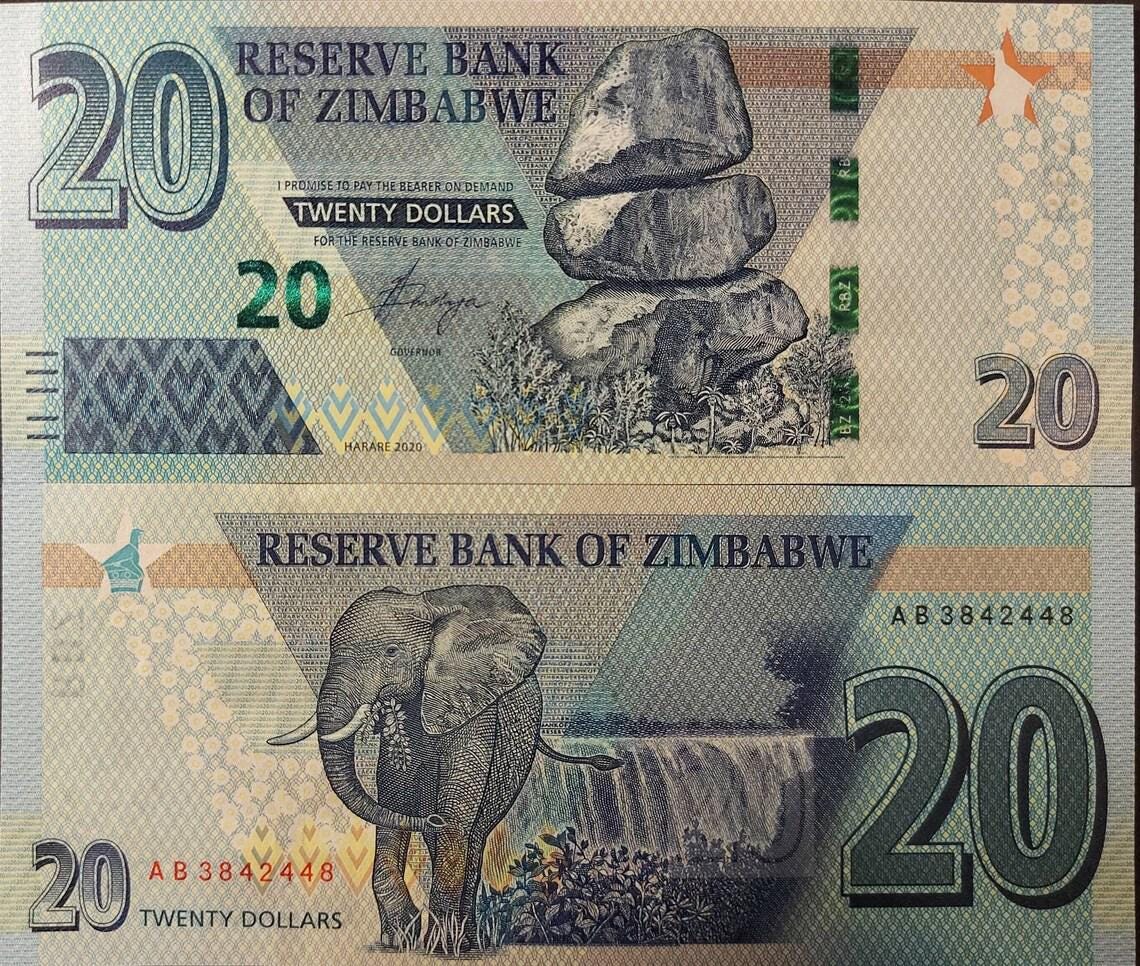 Zimbabwe 20 Dollars, B-195, UNCIRCULATED from 2020, Elephant