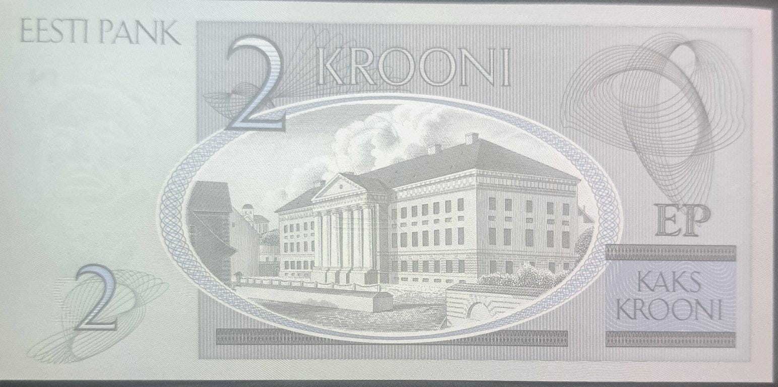 ESTONIA 2 Kroon, P-85b; UNCIRCULATED, 2007; features Tartu University