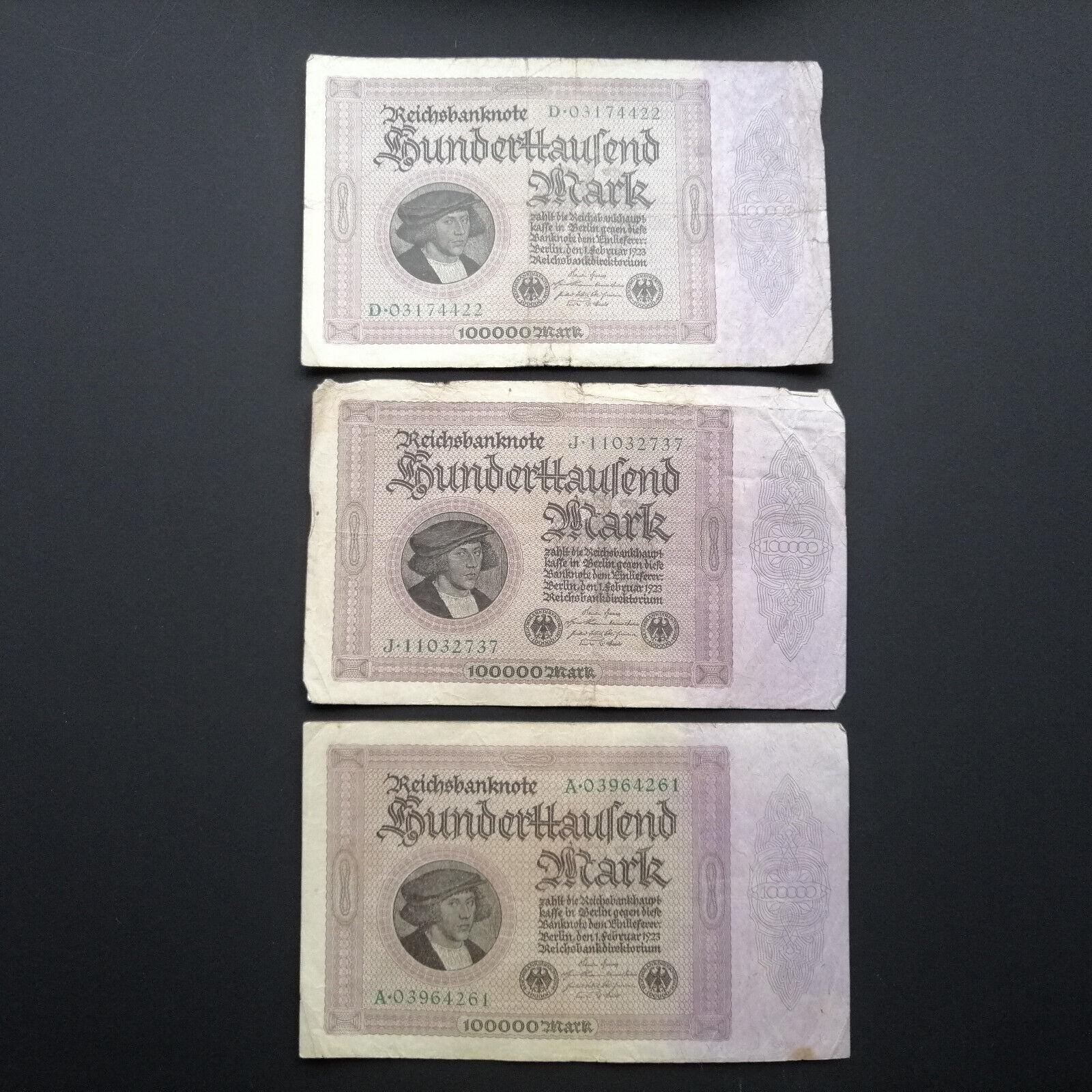 GERMANY 100 000 Marks; p-83a, 1923, Fine to Very Fine; Portrait of a merchant