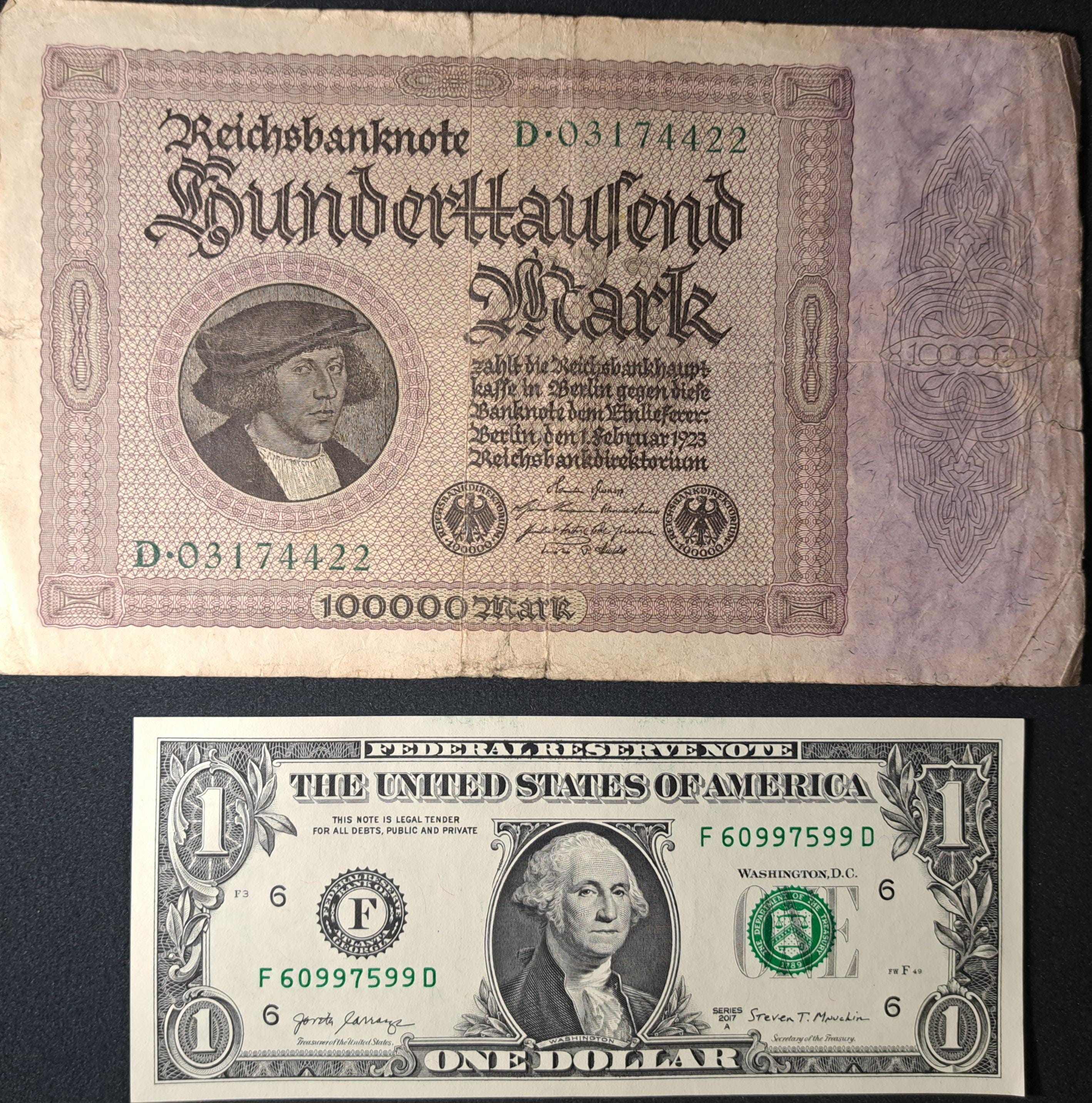 GERMANY 100 000 Marks; p-83a, 1923, Fine to Very Fine; Portrait of a merchant