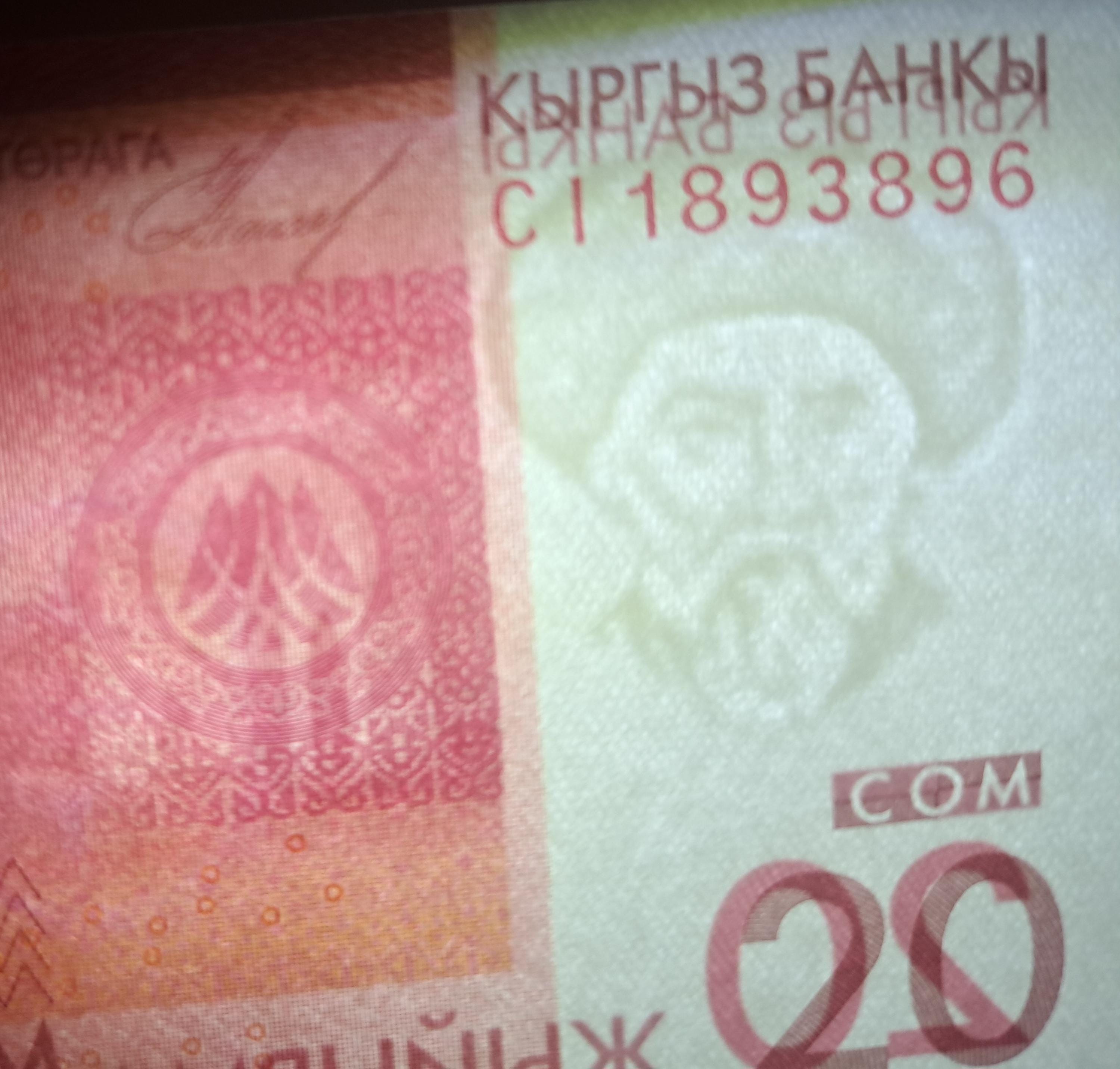 KYRGYZSTAN 20 Som Banknote, P-24a, UNCIRCULATED from 2009