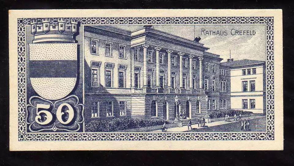 GERMAN Notgeld, CREFELD 50 Pfennig, Uncirculated from 1920