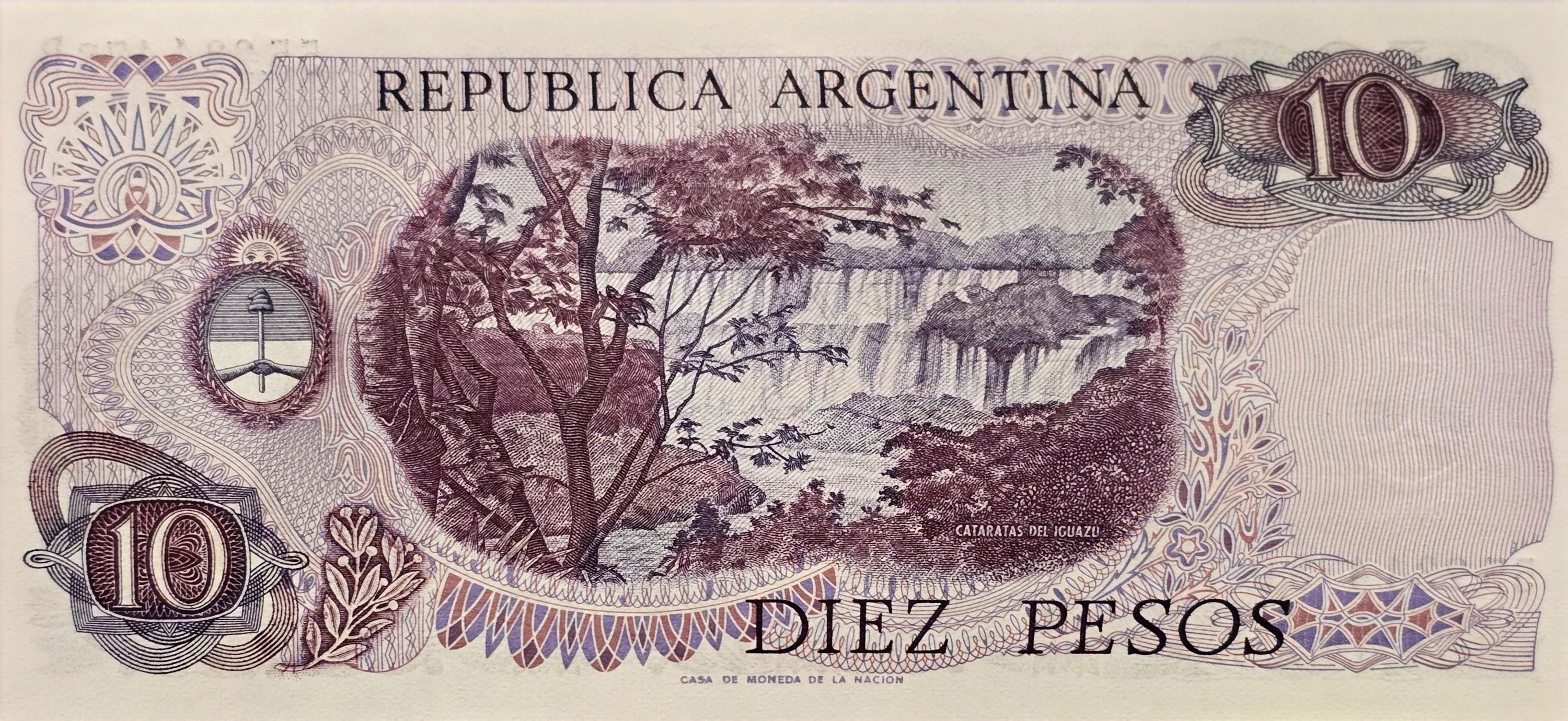 Argentina 10 Pesos, P-300, 1976, UNCIRCULATED,  SIGNATURE VARIETY 2