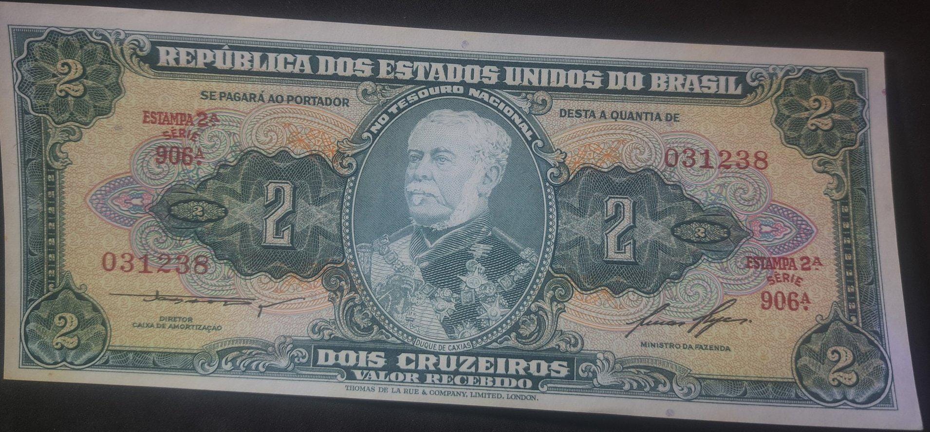 Brazil 2 Cruzeiros, P-157Ac; UNCIRCULATED, 1956-1958; features Military School