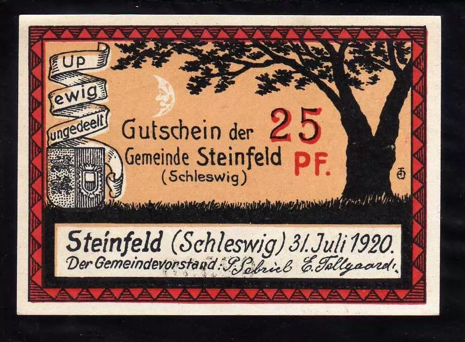 GERMAN Notgeld, STEINFELD 25 Pfennig, Uncirculated from 1920