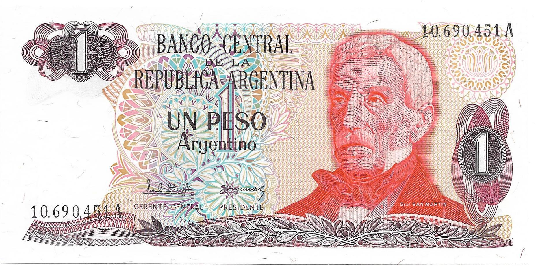 Argentina 1 Pesos Argentinos, P-311; Signature variety 1; UNCIRCULATED, 1983; Features Lake scene