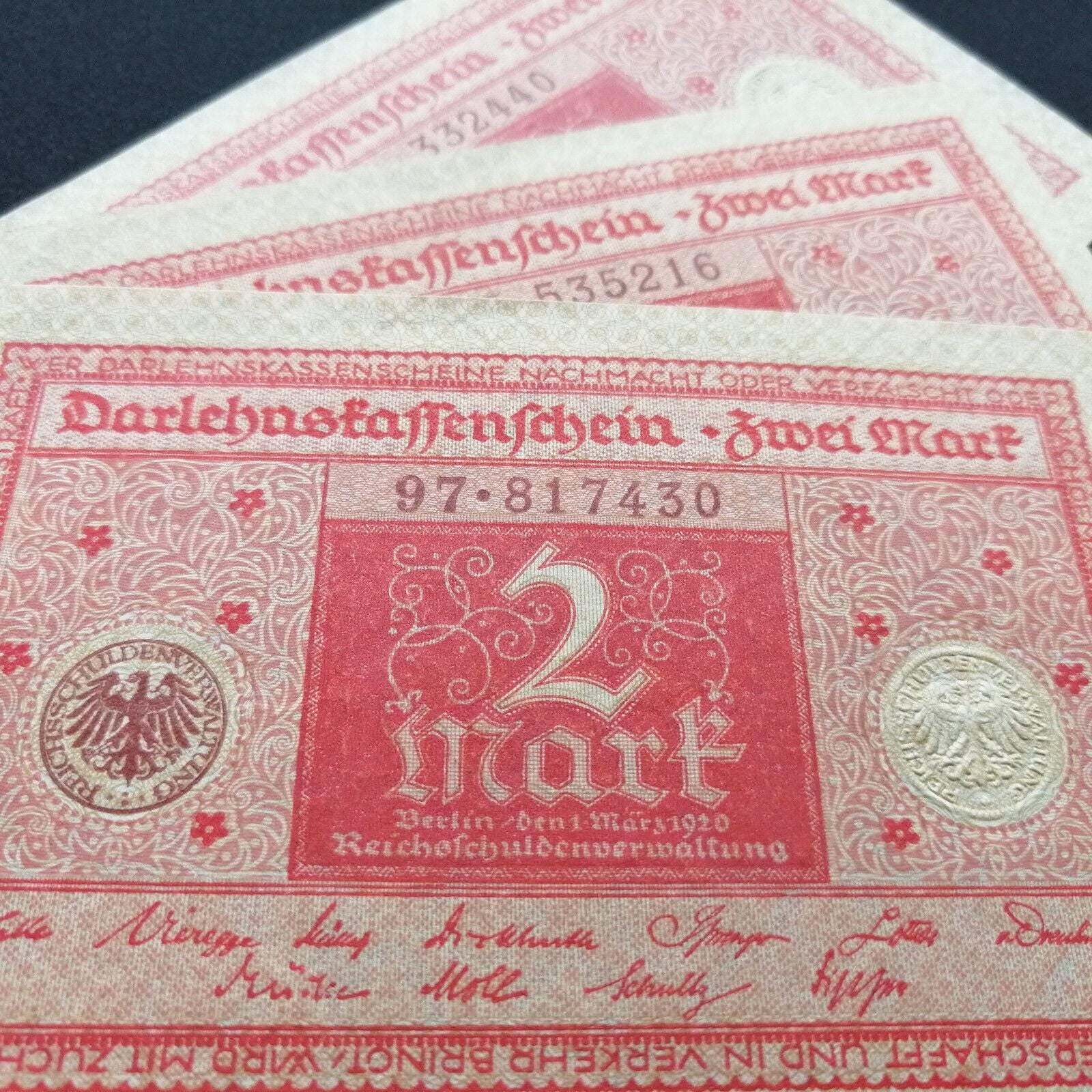 GERMANY 2 Marks, 1920, P-59; about UNCIRCULATED, Over 100 years old