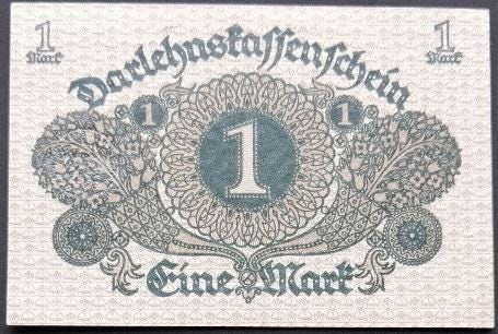 GERMANY 1 Mark Banknote, P-58, 1920, UNCIRCULATED, Over 100 years old