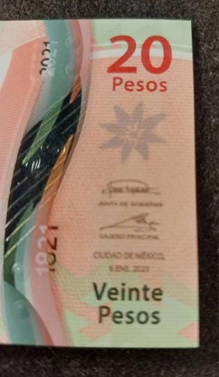 MEXICO 20 Pesos Banknote, B-721b; UNCIRCULATED from 2021, Polymer