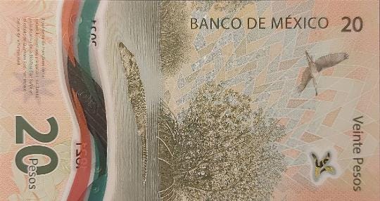 MEXICO 20 Pesos, B-721a, SIGN 2; UNCiRCULATED from 2021; HARDER Signature