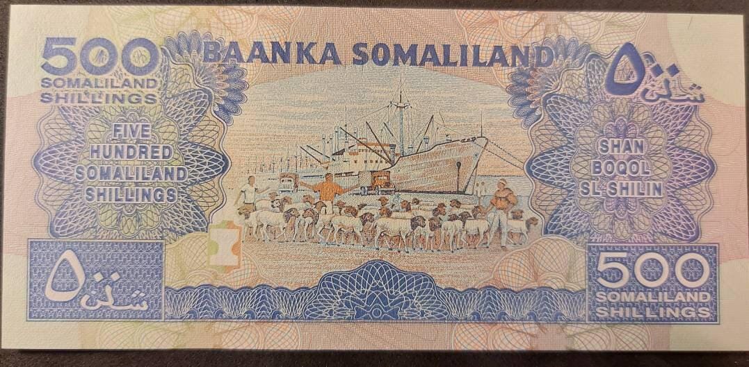 SOMALILAND  500 Shillings, P-6h, UNCIRCULATED, 2011; features Goats and a Ship