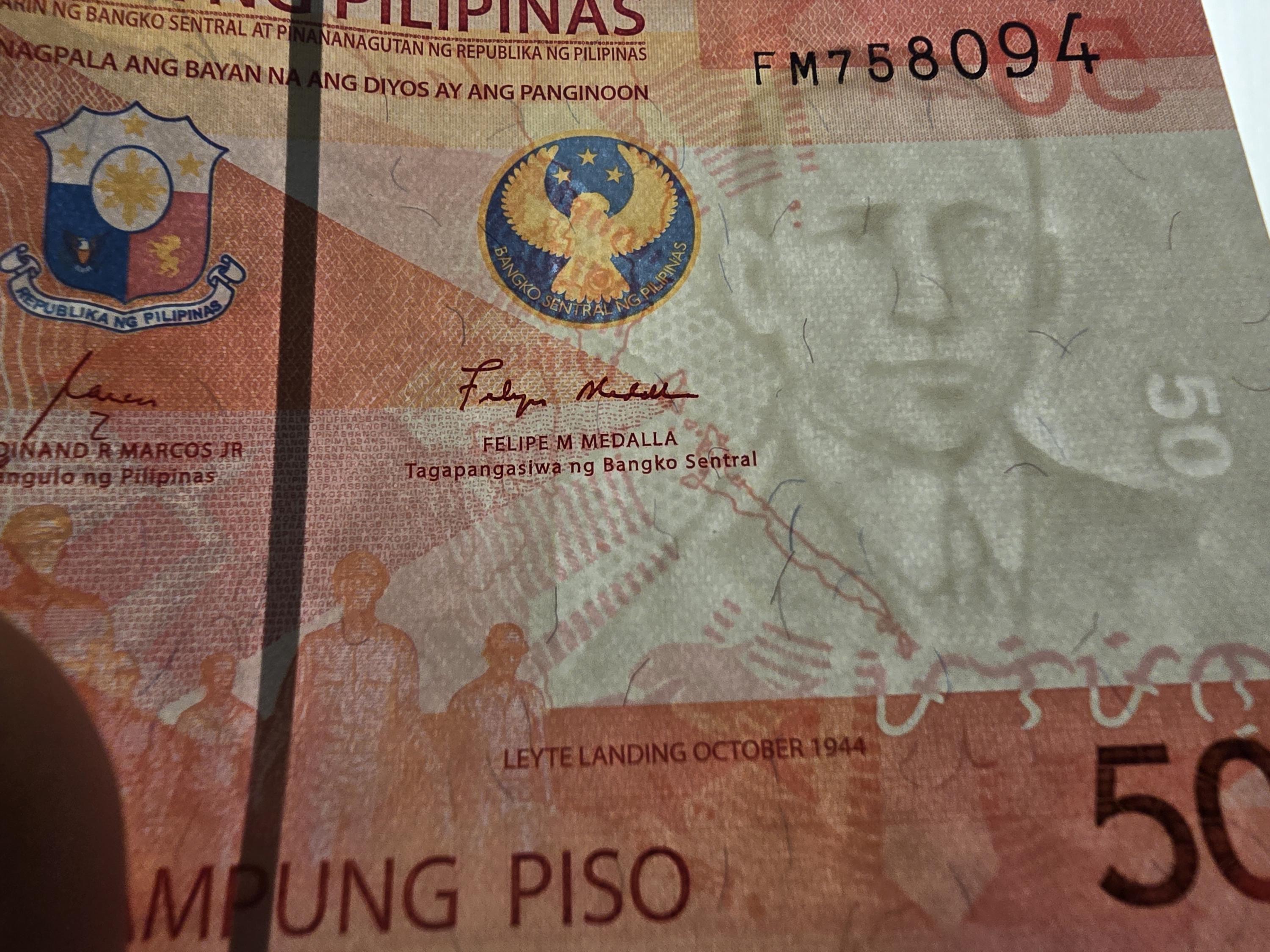 PHILIPPINES 50 Piso, B-1097a, 2022 UNCIRCULATED; Features a Volcano