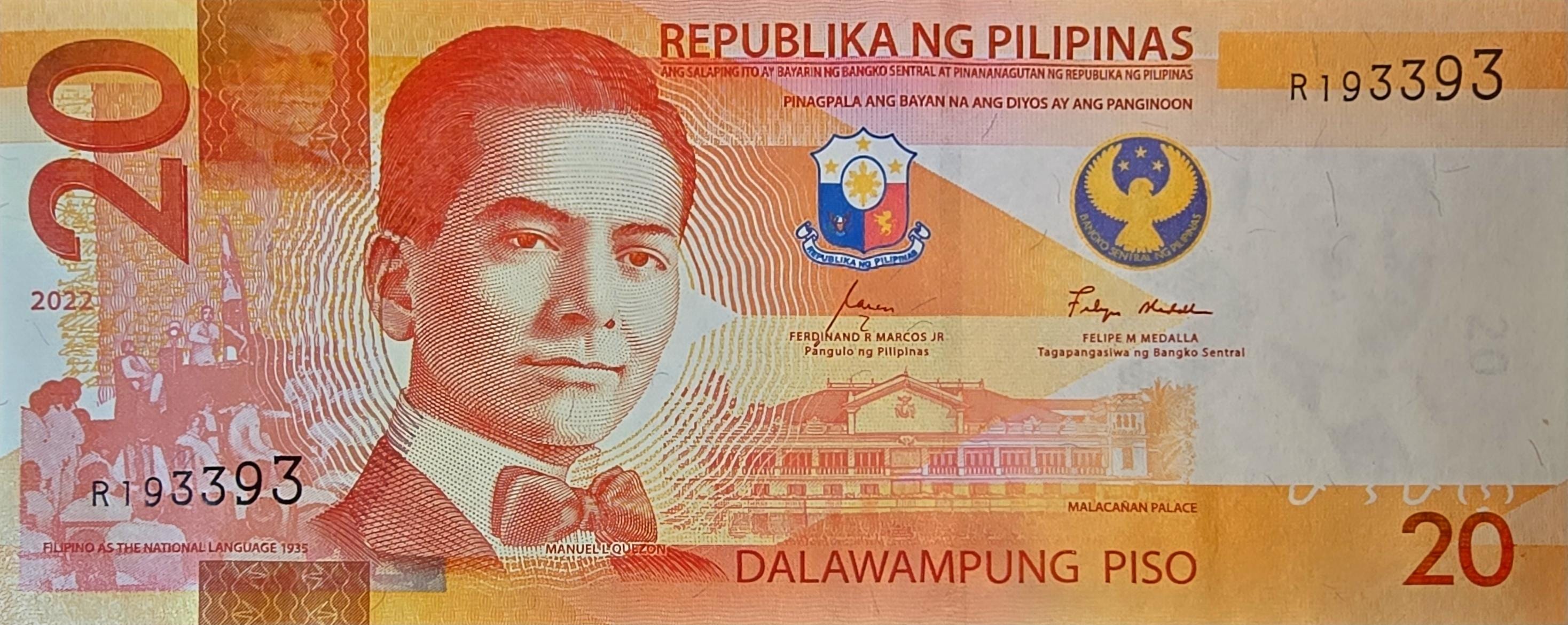 PHILIPPINES 20 Piso, B-1096a, 2022 UNCIRCULATED; Features an Asian Palm Civet