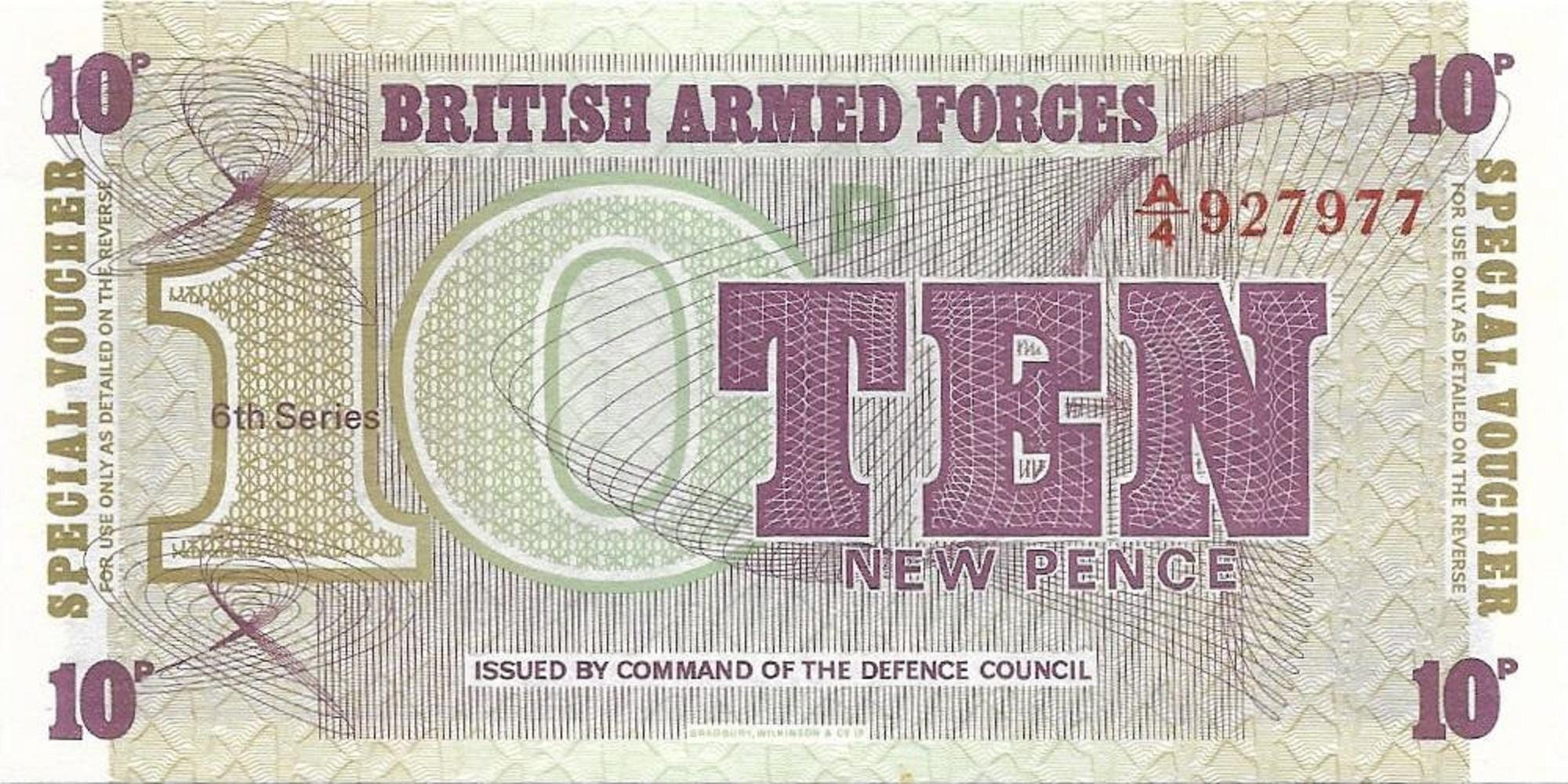 BRITISH Armed Forces MILITARY Certificate; 10 Pence PM-48; Uncirculated, 1972