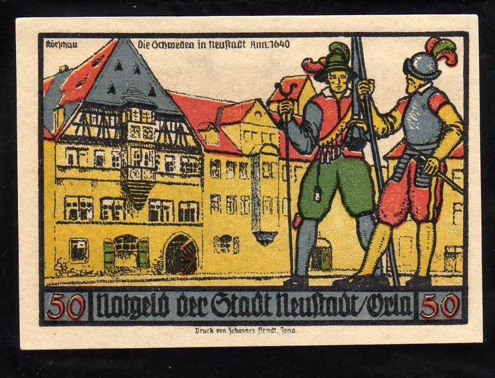 GERMAN Notgeld, NEUSTADT-ORLA 50 Pfennig, Uncirculated from 1921