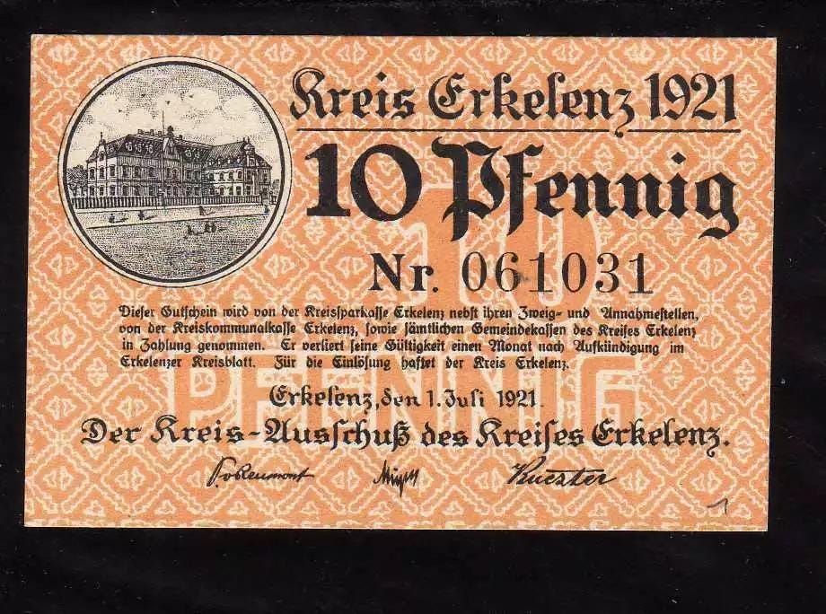 GERMAN Notgeld, ERKELENZ 10 Pfennig, Uncirculated from 1921