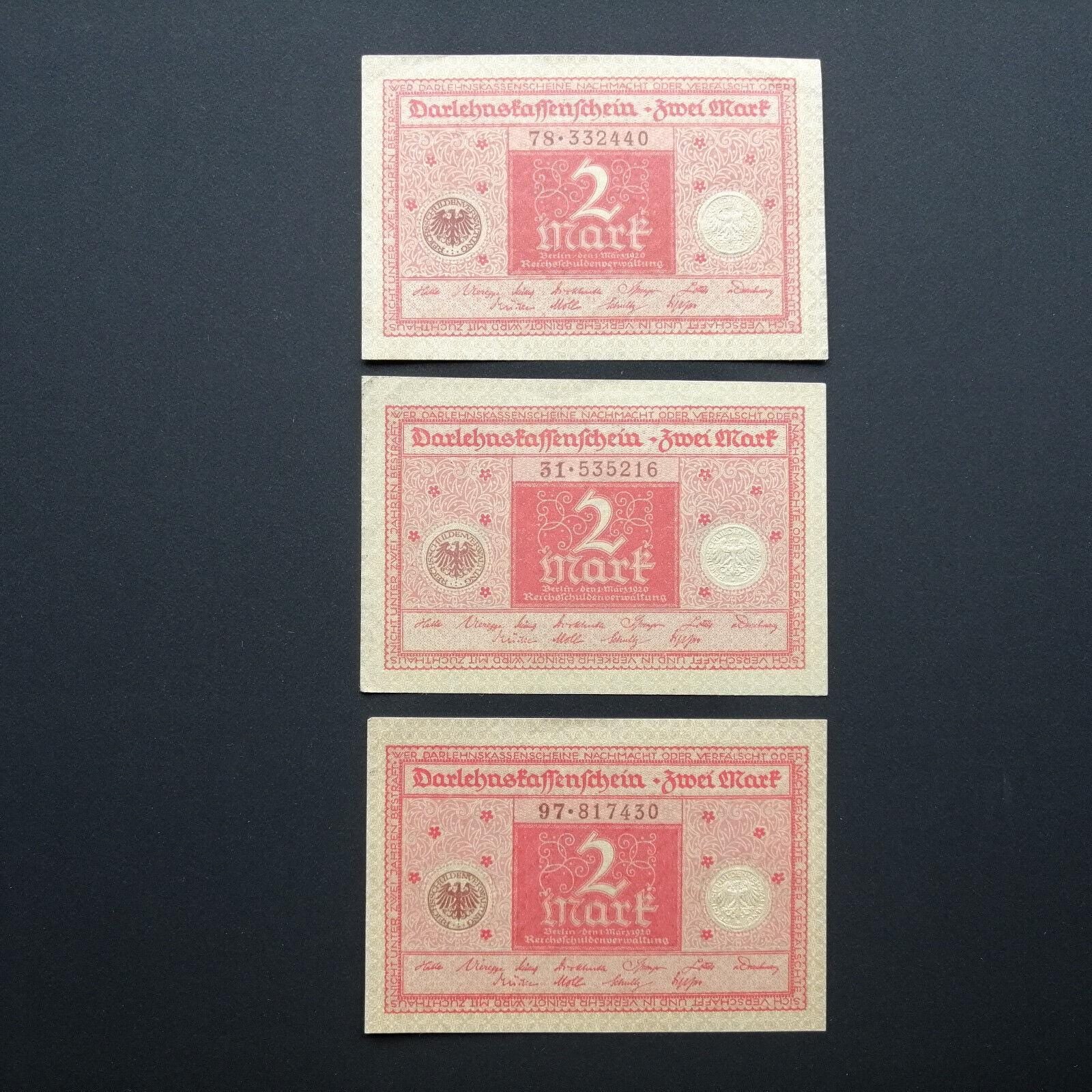 GERMANY 2 Marks, 1920, P-59; about UNCIRCULATED, Over 100 years old