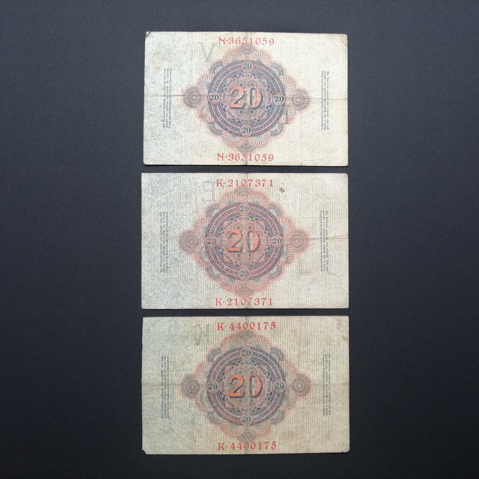 GERMANY 20 Marks, p-46b, 1914, Fine, eagle design
