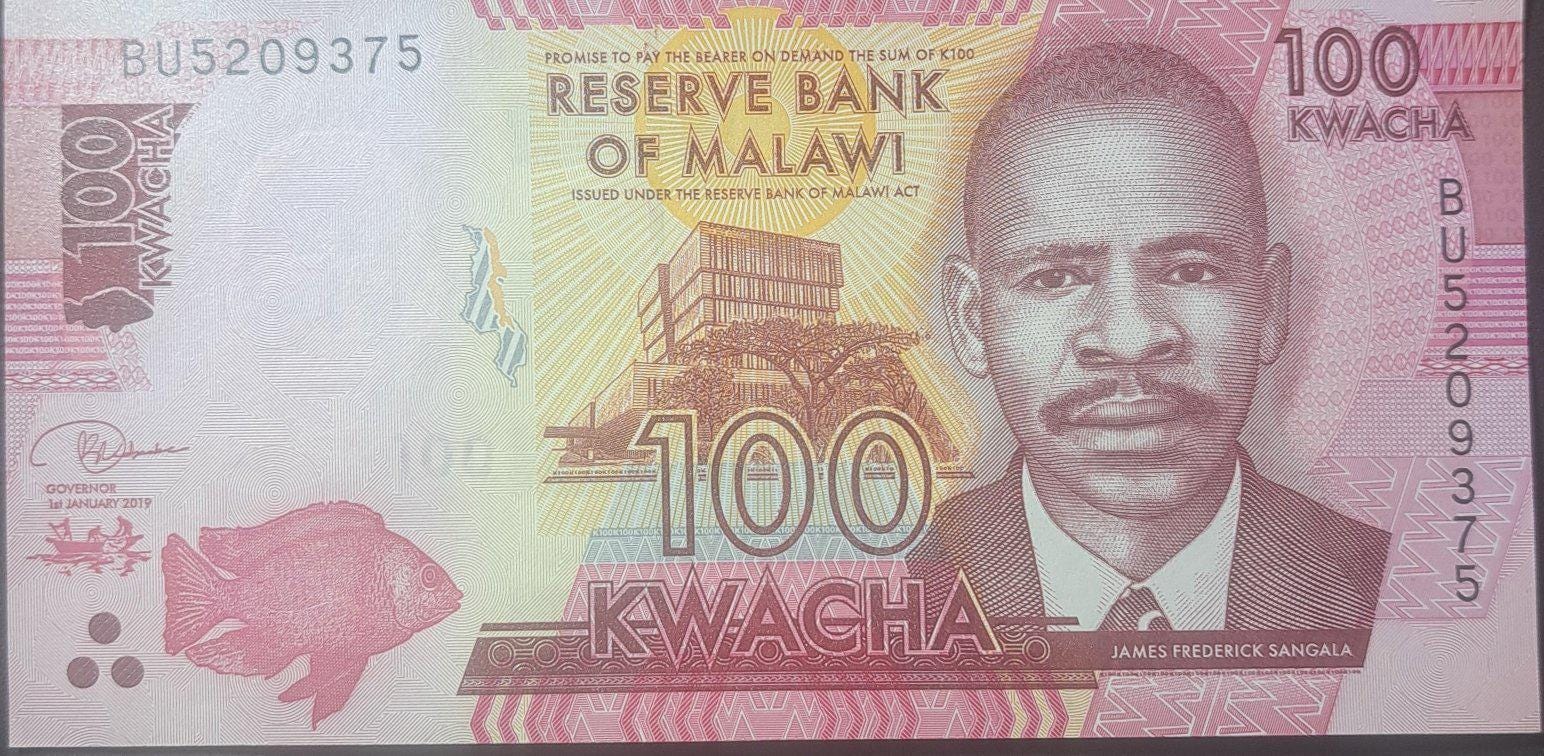 MALAWI 100 Kwacha, P-65d, UNCIRCULATED, 2019, features the College of Medicine
