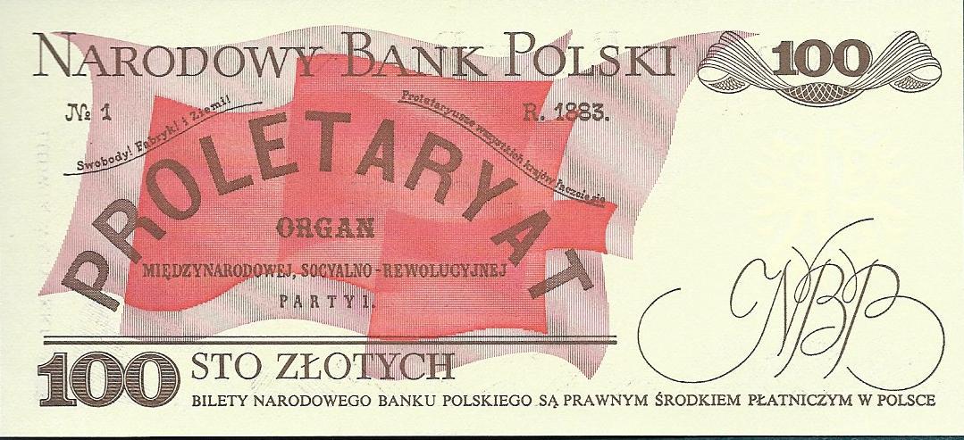 POLAND 100 Zlotych, P-143e from 1986-88; UNCIRCULATED; features L. Warynski