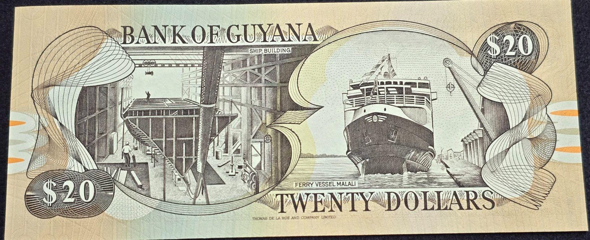Guyana 20 Dollars, P-27, UNCIRCULATED, 1989, Sign 9, features the Kaieteur Waterfalls