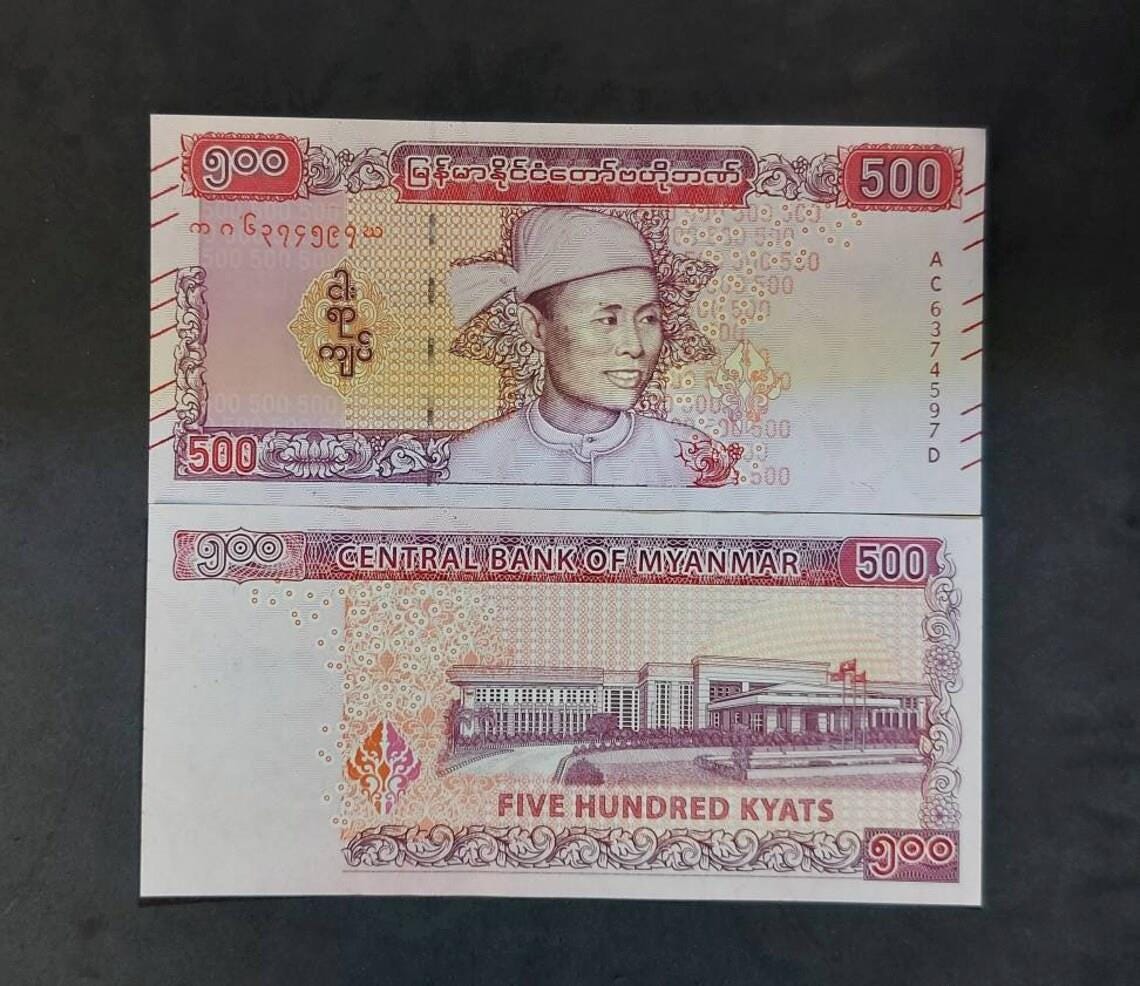 MYANMAR 500 Kyats, B-118.5, UNCIRCULATED, 2020; features Central Bank