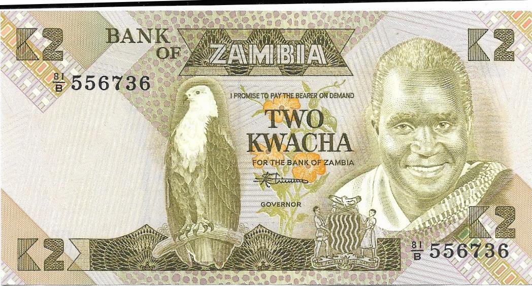 Zambia 1980's "Fish Eagle" SET; 2, 5 and 50 Kwatcha; All UNCIRCULATED