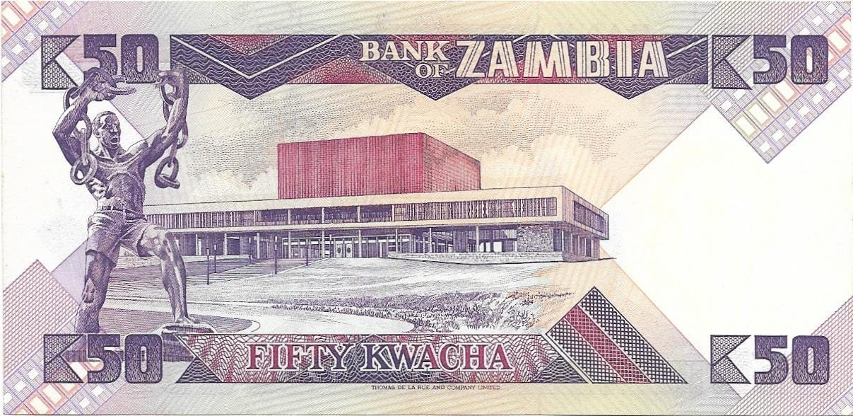 Zambia 1980's "Fish Eagle" SET; 2, 5 and 50 Kwatcha; All UNCIRCULATED