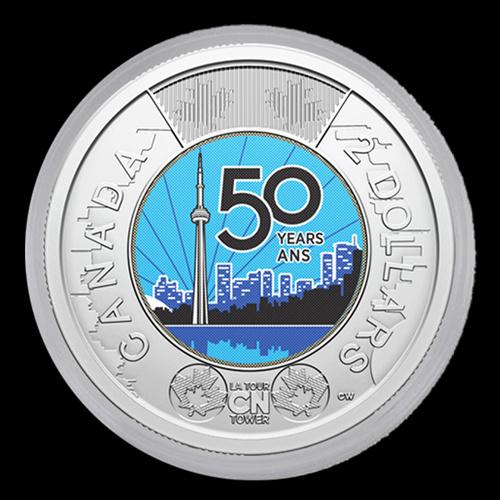 2026 CANADA Twonie, GLoW-In-The Dark, from Special Wrap roll, BU, 50th Anniversary CN Tower