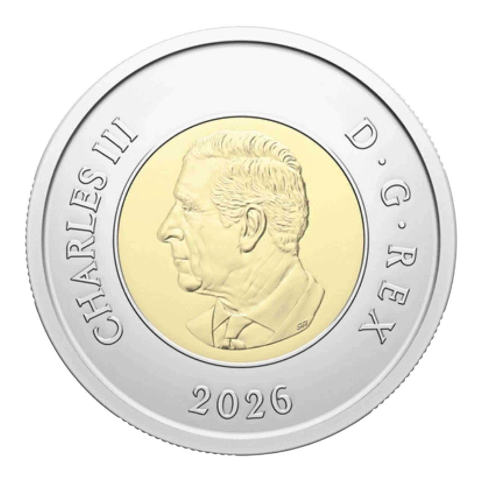 2026 CANADA Twonie, Non-Colorized, from Special Wrap roll, BU, 50th Anniversary CN Tower