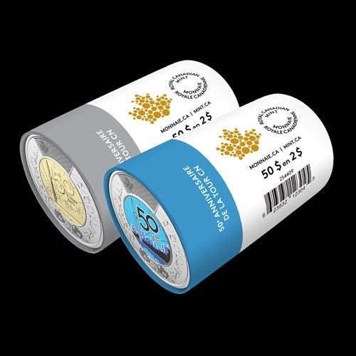 2026 CANADA Twonie, GLoW-In-The Dark, from Special Wrap roll, BU, 50th Anniversary CN Tower