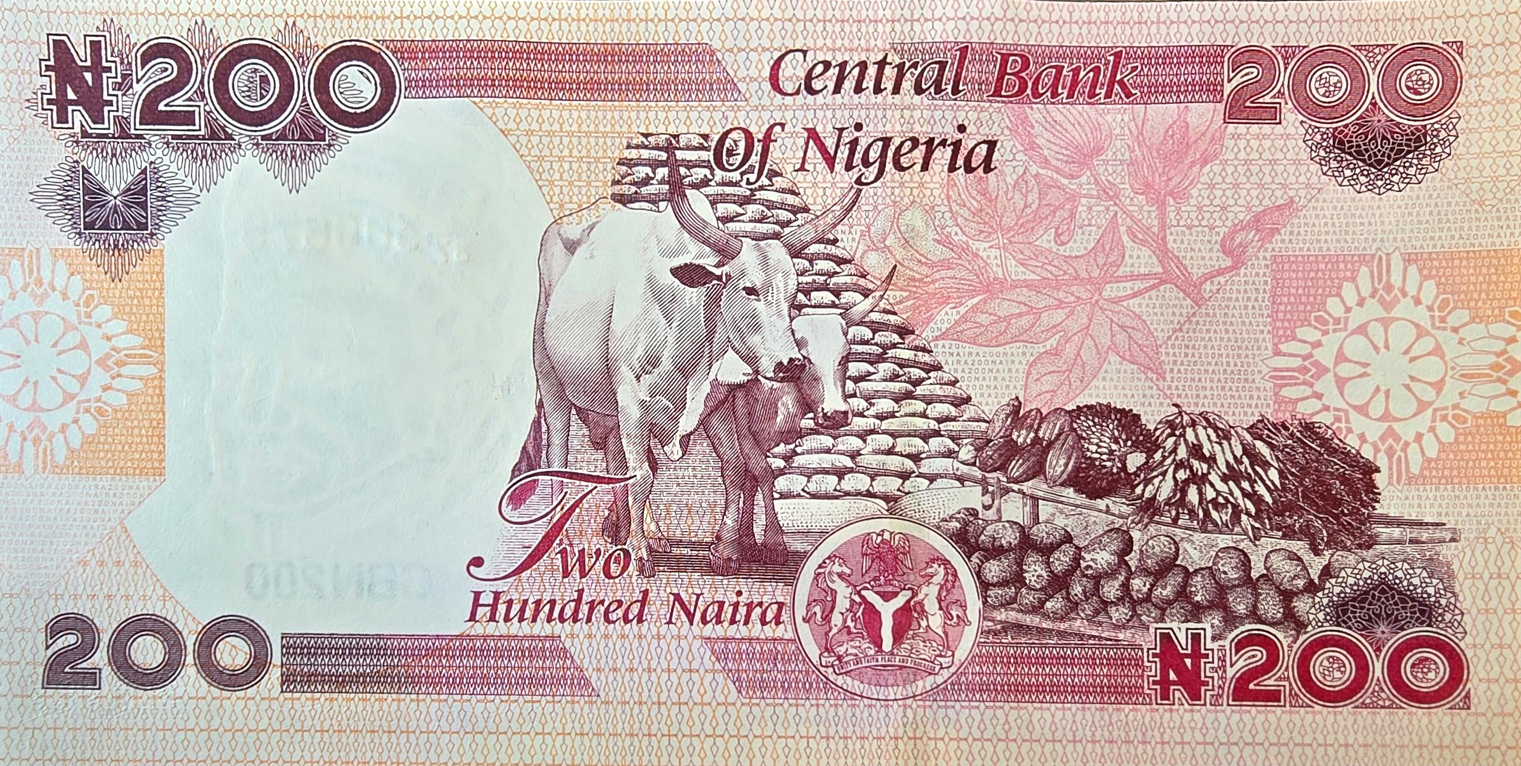 NIGERIA 200 Naira Banknote, B244e, UNCIRCULATED from 2024; features Cows