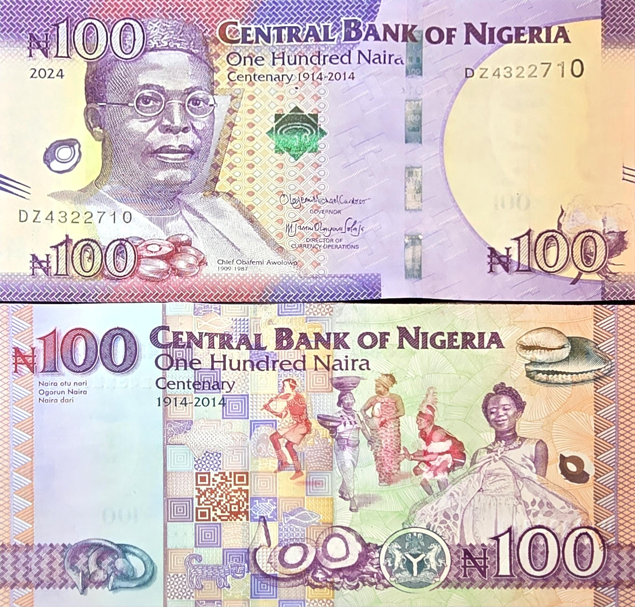 NIGERIA 100 Naira Banknote, B238dz (Replacement Note), UNCIRCULATED, 2024; features World first Internet read banknote