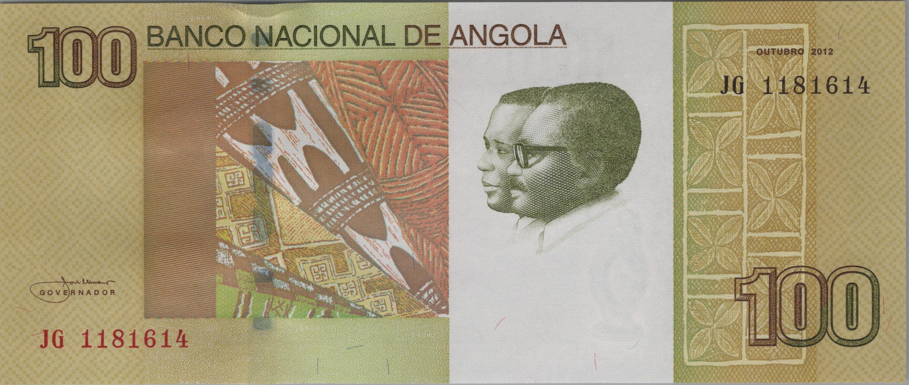 ANGOLA 100 Kwanzas, P153a, 2012, UNCIRCULATED; Features Binga Waterfall