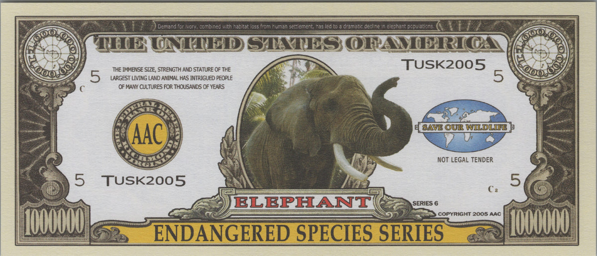 Elephant, Fantasy Million Note, Endangered Species Series