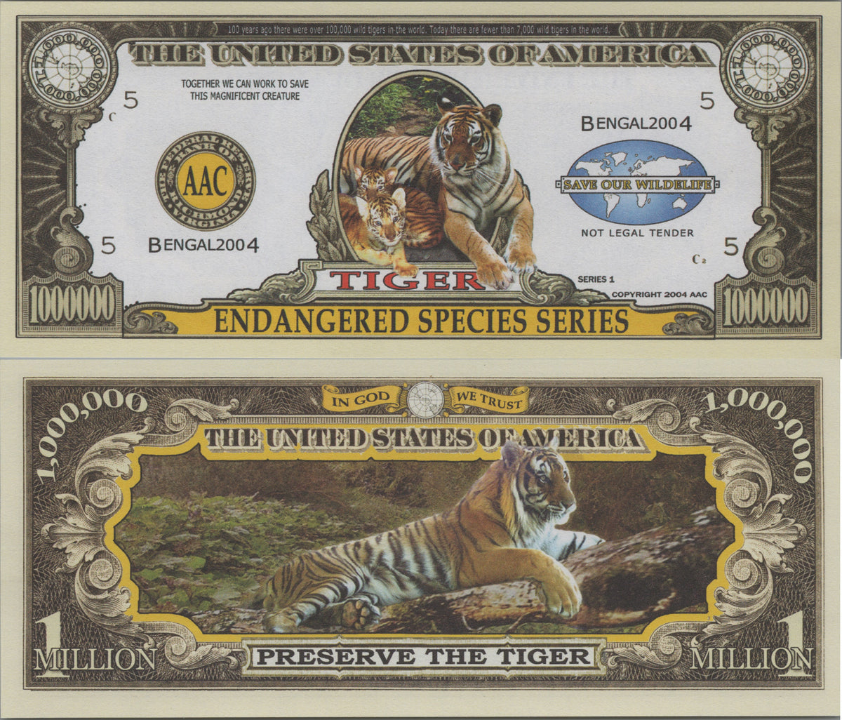 Tiger, Fantasy Million Note, Endangered Species Series