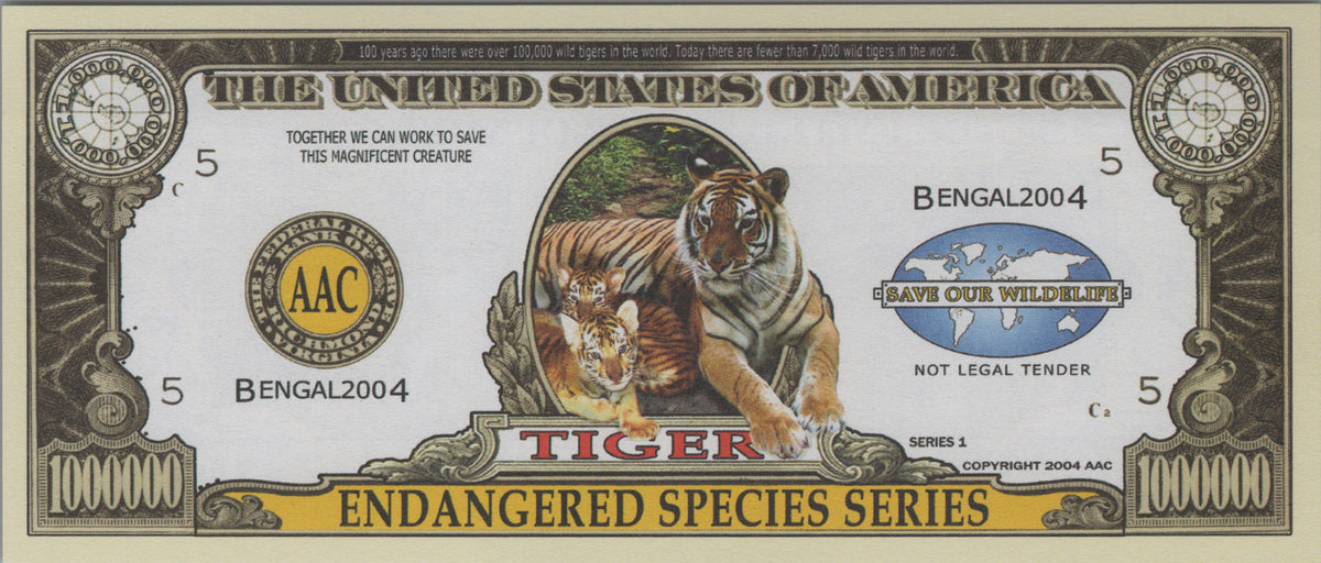 Tiger, Fantasy Million Note, Endangered Species Series