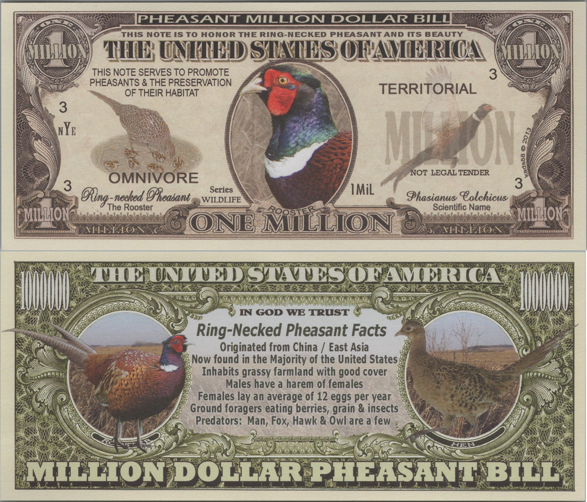 Ring-Necked Pheasants, Fantasy Million Note, Wildlife Series