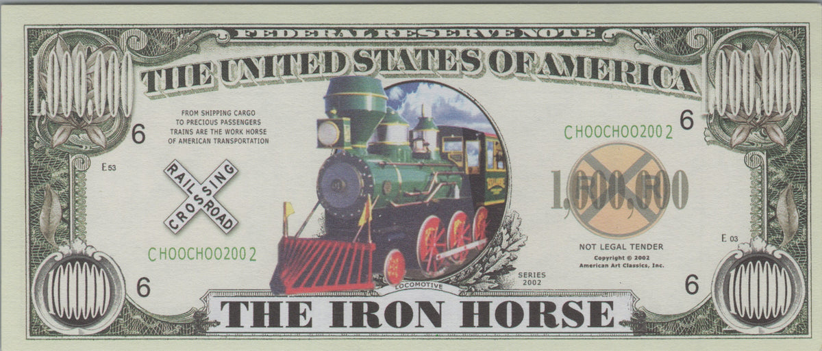 The Iron Horse, Fantasy Million Note; features Steam Trains