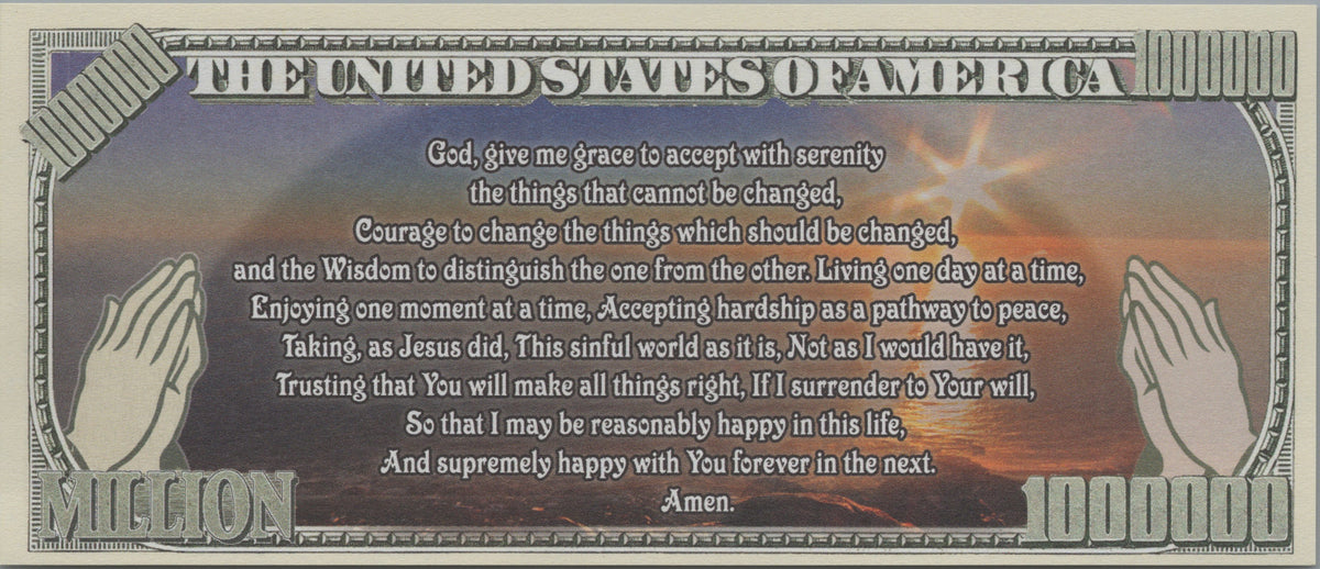 Jesus and Serenity Prayer, Fantasy Million Note
