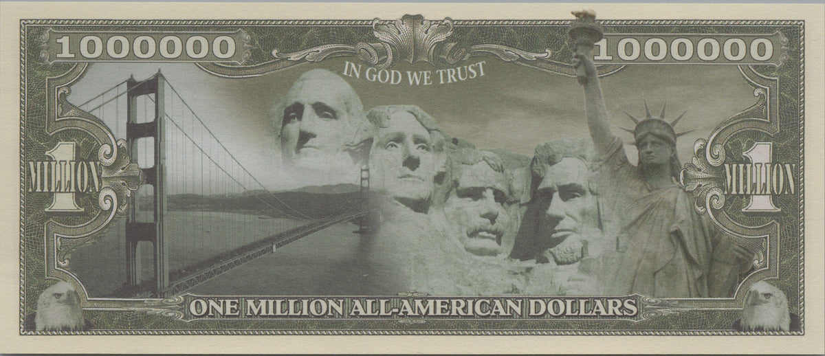 Liberty & Justice, Fantasy Million Note; features Bald Eagle and US Landmarks