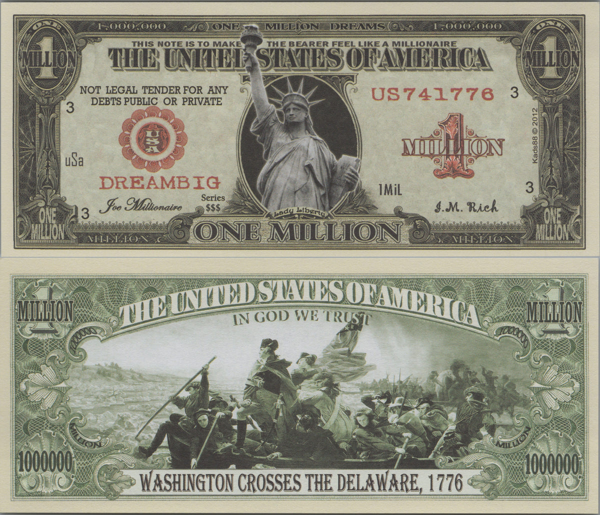 Dream Big, Fantasy Million Note; features Washington Crossing the Delaware