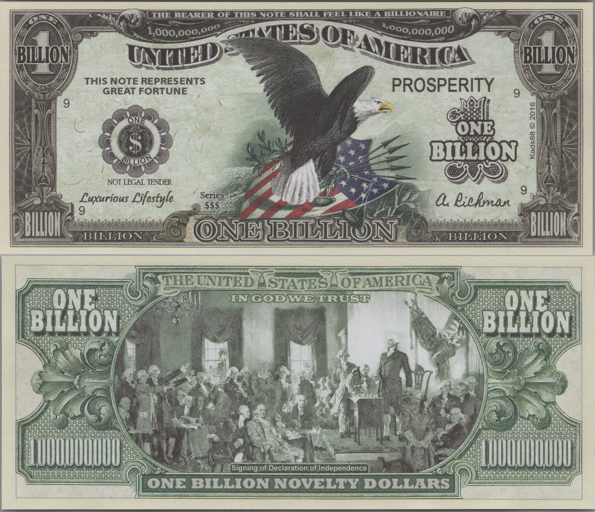 Prosperity Billion, Fantasy Note; features Declaration of Independence Signing