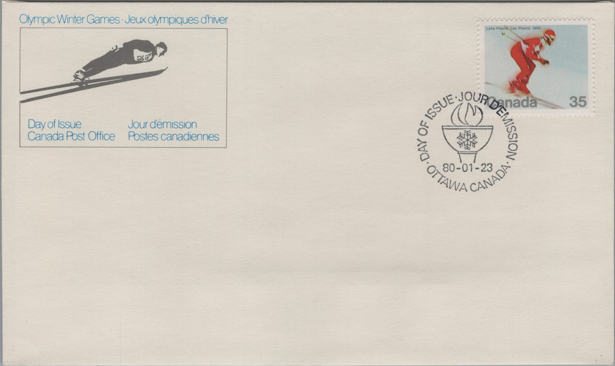 Canada 1980 35-cent downhill skiing First Day Cover, Scott 848, Ottawa January 23 cancellation